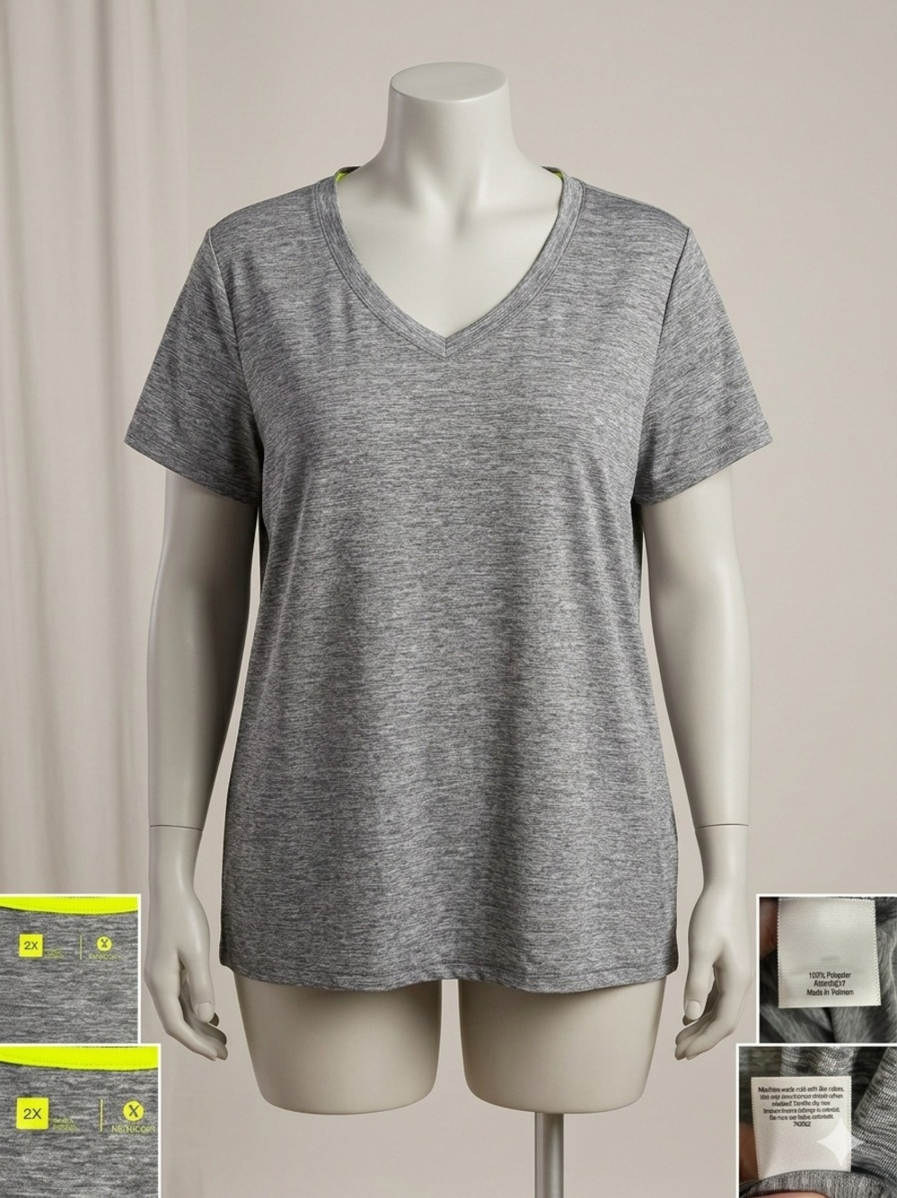 Xersion Heather Gray V-Neck Activewear Tee | Size 2X